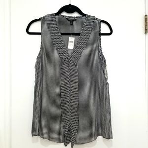 NWT Banana Republic Gingham Plaid Sleeveless Ruffled Top Women's Size S